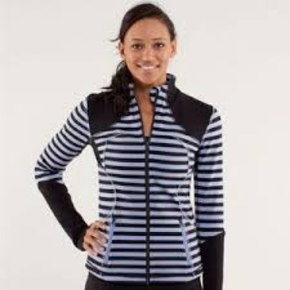 Lululemon Forme Jacket Full Zip Blue Stripes Size 2
